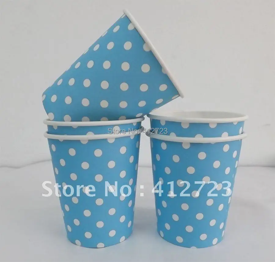 Высокое качество 7 унц. синий и белый горошек питьевой стаканчики одноразовые