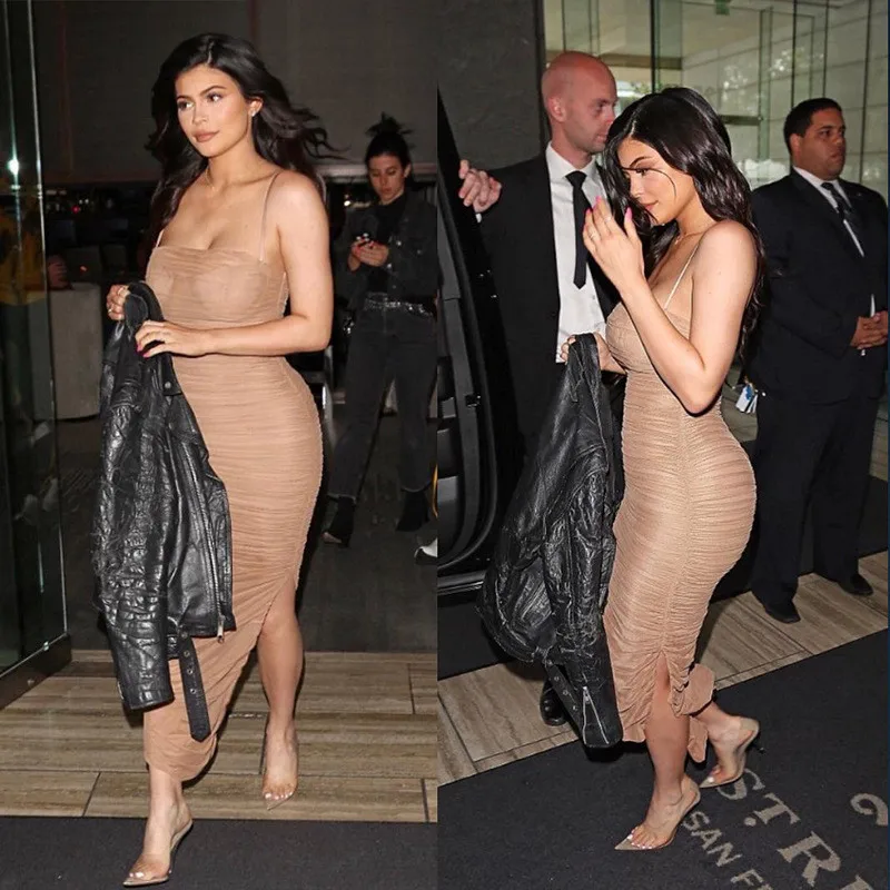 Сексуальное однотонное Плиссированное Сетчатое платье футляр женское летнее