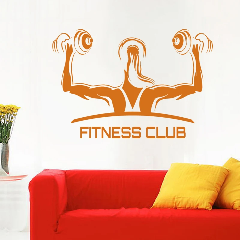 Женская наклейка в виде гантели для тренажерного зала постеры бодибилдинга