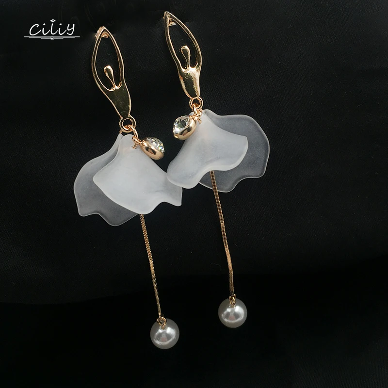 Женские серьги-подвески Ciliy модные длинные серьги из сплава и смолы с цветком