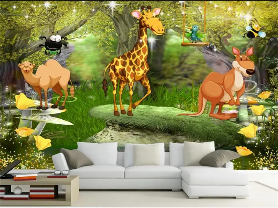 3D обои на заказ фотообои для детской комнаты сказочные лесные животные живопись
