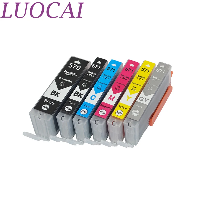Чернильные совместимые картриджи LuoCai 6 шт. для принтеров Canon PGI 570 571 PIXMA MG7750 MG7751 MG7752