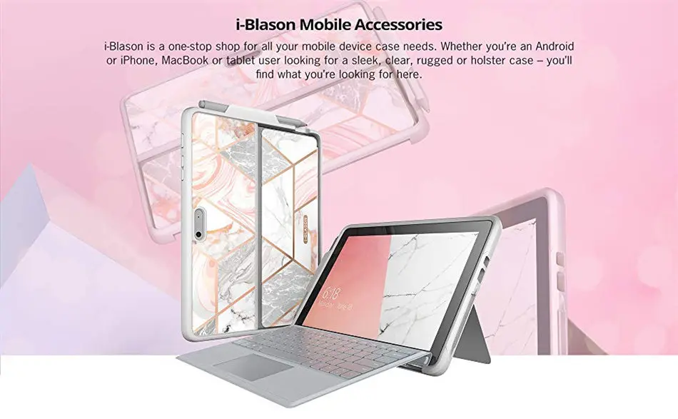 Для Surface Go чехол 10 дюймов i-Blason Cosmo мраморный Блестящий Защитный чехол-бампер с держателем для ручки, совместим с клавиатурой