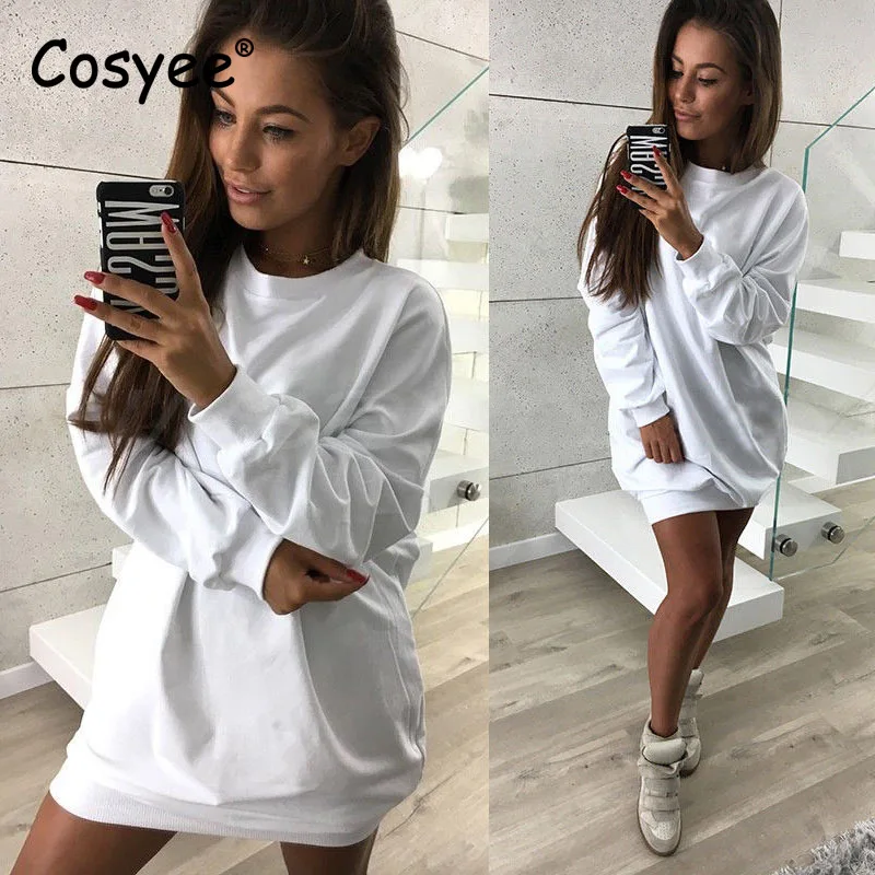 Women Long Fashion Sweatshirt Casual Loose Hoodies Sleeve Pullovers O Neck Feminine Harajuku Streetwear 10 Colors Cosyee | Женская