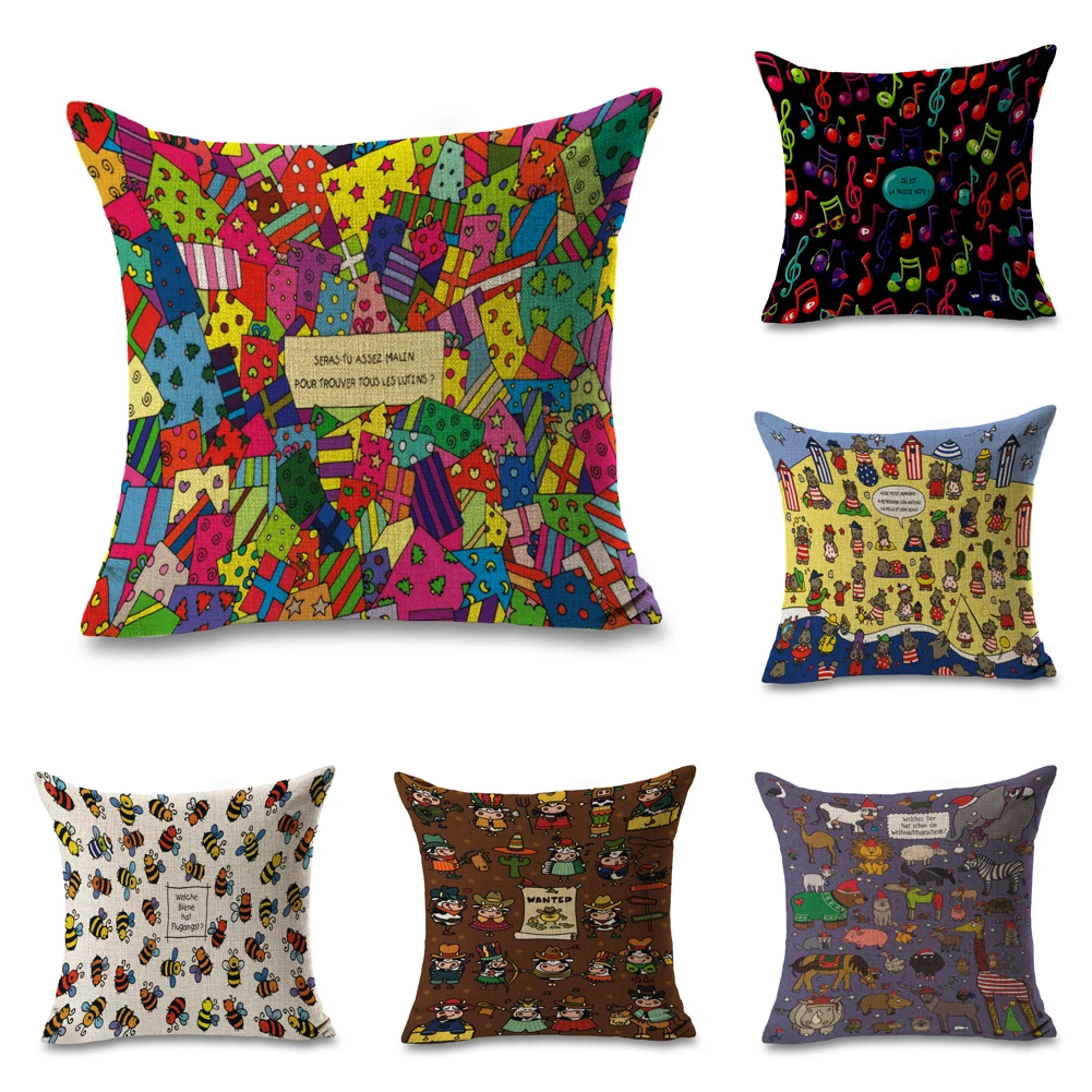 Акварельные подарки пчелы животные подушки с узором льняной диван подушка для