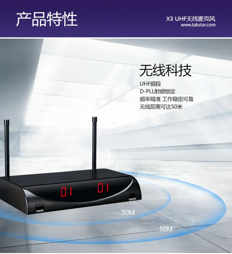 Takstar X3 outdoor UHF Wireless Microphone system up to 50M operating range D-PLL RF frequency lock technology | Электроника