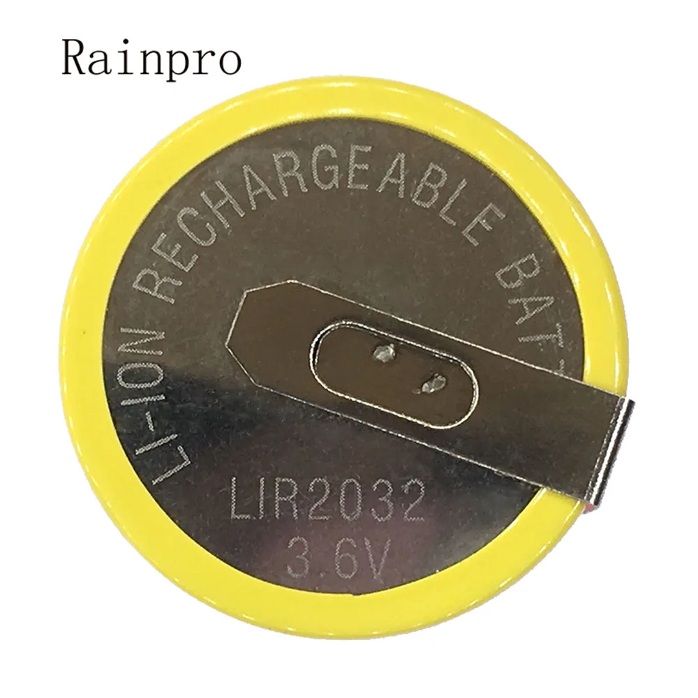 Аккумуляторная литиевая батарея Rainpro 5 шт./лот LIR2032 2032 3 6 В с ножками для пайки |
