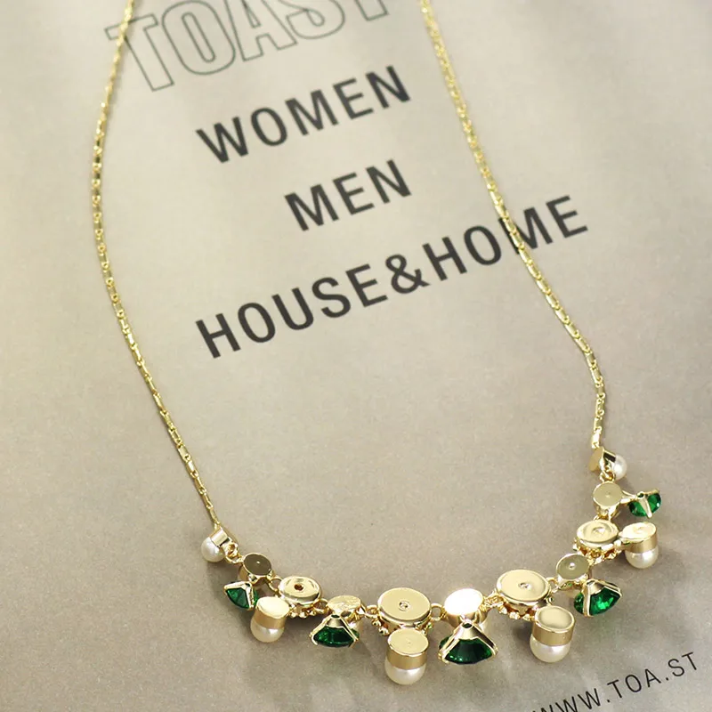 Neoglory светильник желтого золота цвет имитация жемчуга Зеленый Циркон Шарм