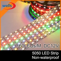 dc 12v 5m smd 5050 led strip rgb 60 ledsm 300leds fiexible light white warm white red green blue yellow non waterproof