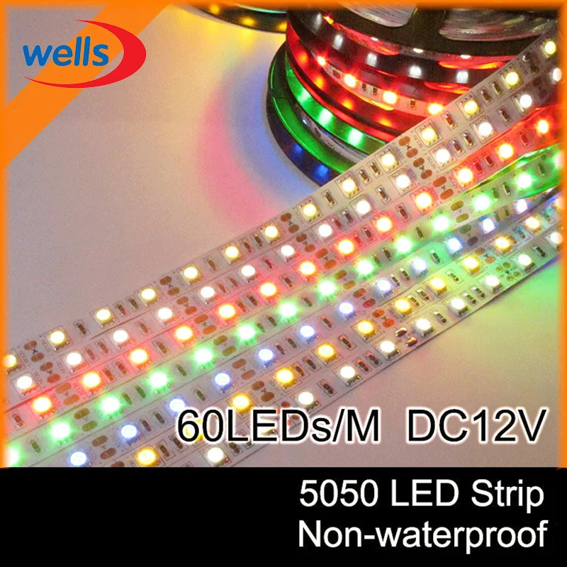 DC 12V 5050 Светодиодная лента fiexible светильник 60Led/m RGB белый теплый красный зеленый
