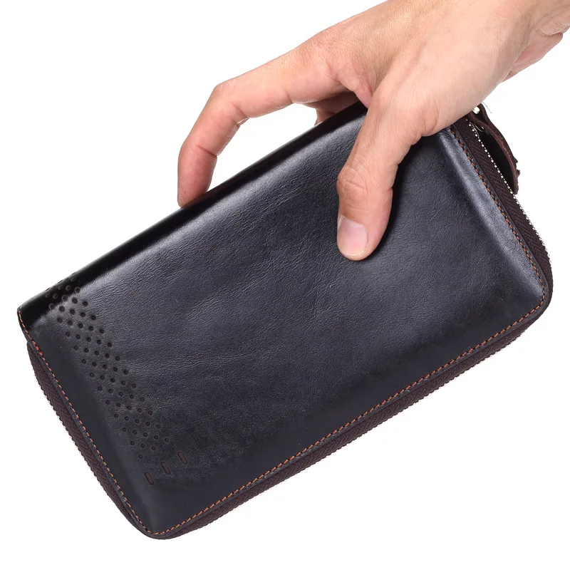 Кожаный бумажник Для мужчин качество длинная Обложка для паспорта модные