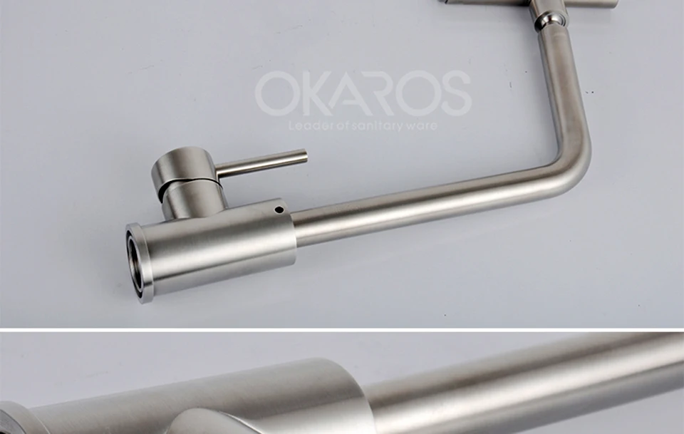 Кухонный кран OKAROS, 304 нержавеющая сталь, никель, матовая чаша умывальника, раковина, смеситель на 360 градусов, поворотный носик, корпус Torneira C011