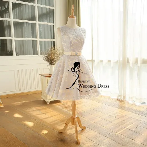 BEPEITHY настоящая фотография Robe De Soiree vestido de festa трапециевидные кружевные винтажные платья выпускное платье Короткое платье для выпускного вечера - Цвет: photo color