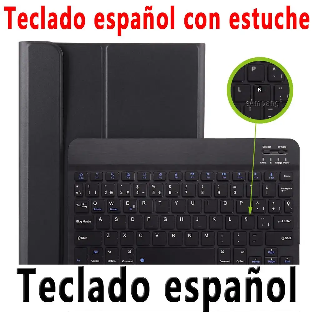 Spanish Keyboard Чехол с клавиатурой для Apple iPad Pro 11, чехол a1989, A80, A2013, A1934, тонкий кожаный чехол, Bluetooth клавиатура с карандашом - Цвет: Spanish Keyboard