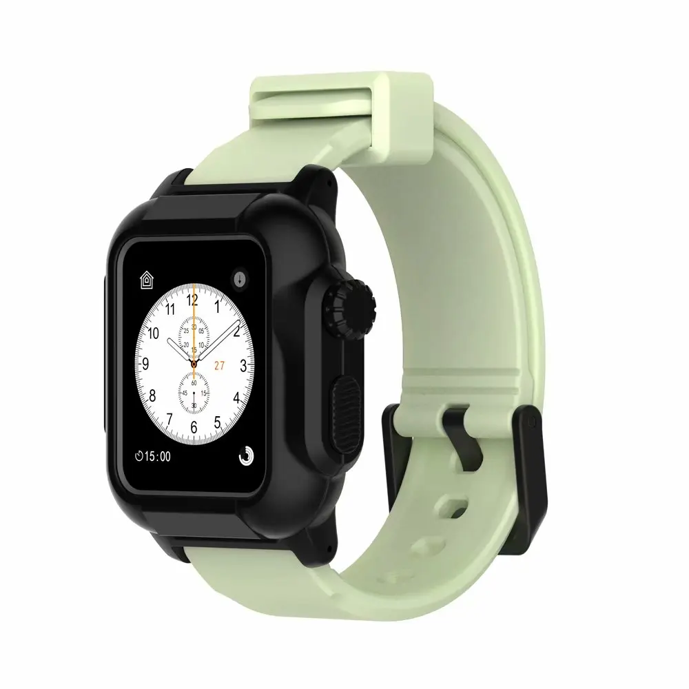 Роскошные IP68 Водонепроницаемый силиконовый ремешок для Apple Watch группа 42 мм Iwatch Sport плавательный группы с Защитный чехол серии 3 2 - Цвет ремешка: Luminous Black case