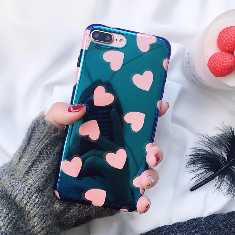 LOVECOM Blu-Ray чехол для телефона для iPhone 11 Pro Max XR XS Max X 6 6S 7 8 Plus Love Heart мягкая IMD Милая Глянцевая задняя панель чехол в подарок
