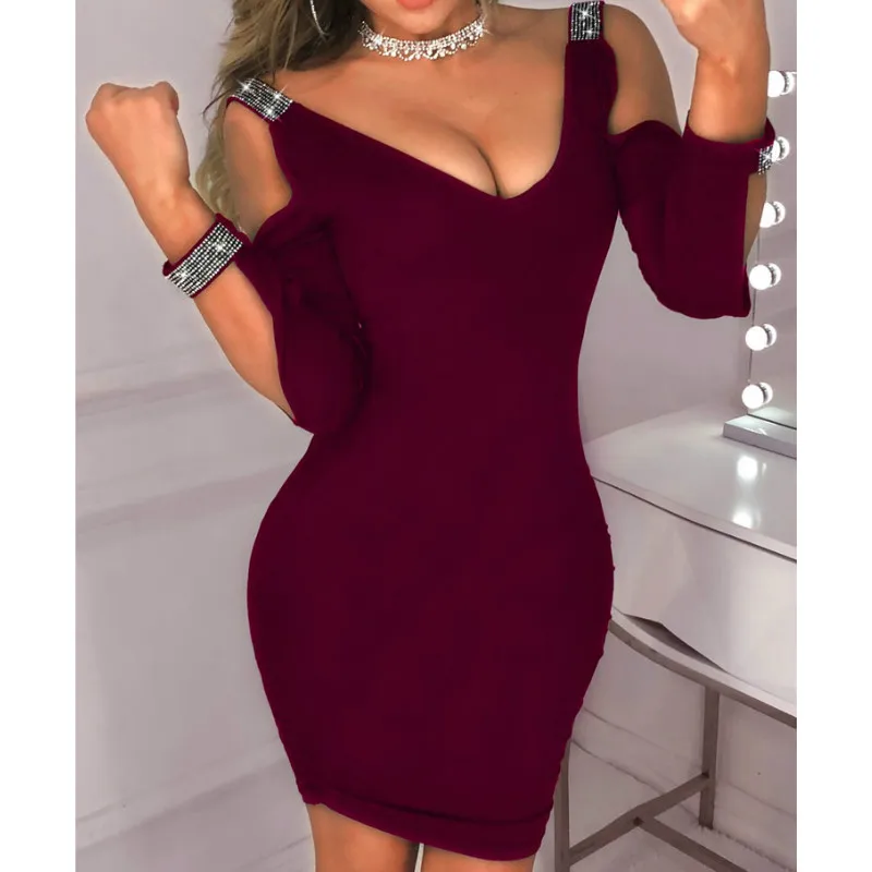 Женское летнее облегающее мини платье с открытыми плечами|Женские платья| |