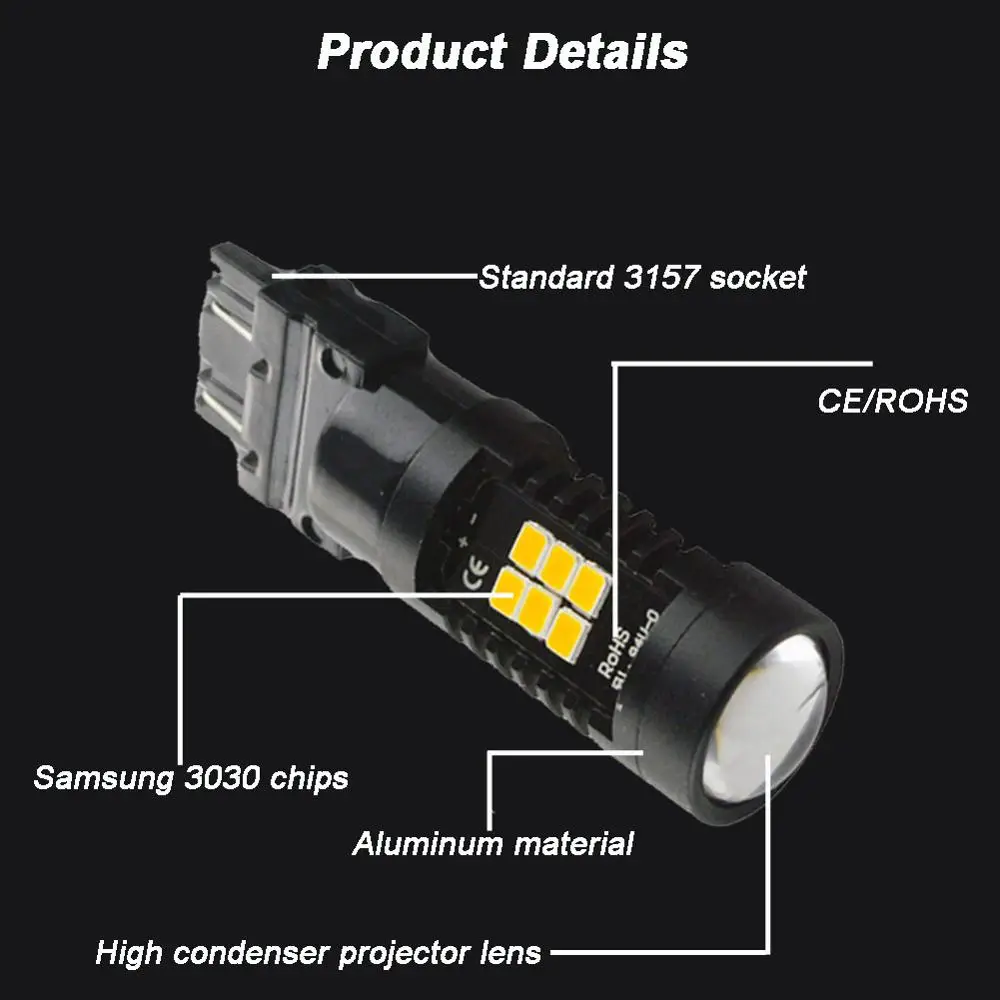 2 шт. 3030 21smd Led T25 3157 T20 W21w W21/w W21 5w 7443 7440 Canbus безошибочный тормозной задний сигнальный фонарь, белый Янтарный красный