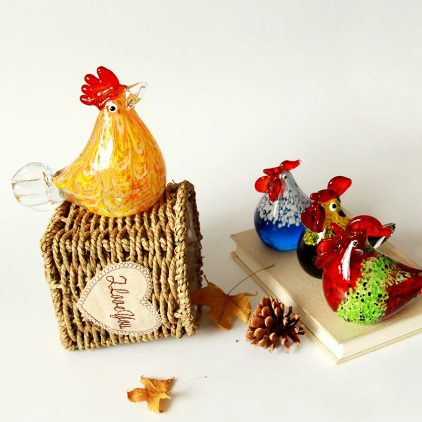 

Creative Animal Coloured Glaze Cock Miniatures Figurine Desktop Crafts Fairy Garden Ornaments Funny Home Decoration Accessories