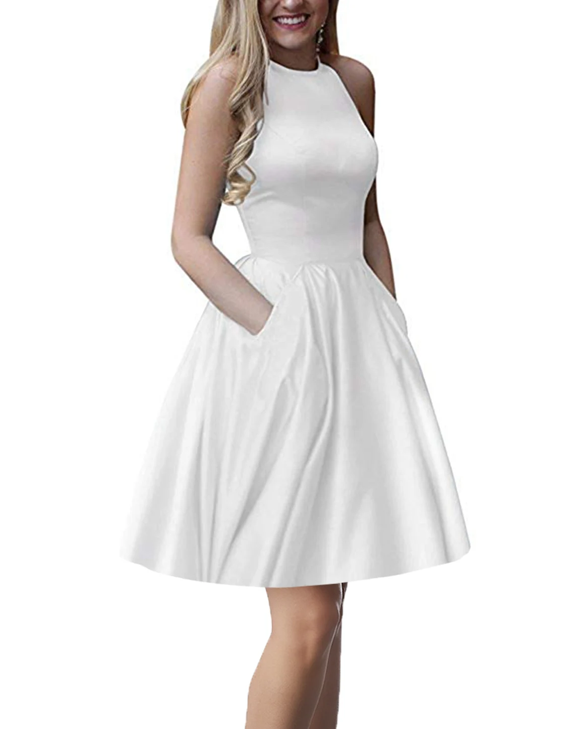 White(no beads)short Menoqo Новое поступление сексуальные вечерние платья Vestido de Festa А-силуэт платье для выпускного Расшитое бисером карманы Robe De Soiree - Цвет: White(no beads)short