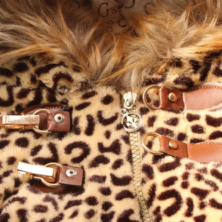 Зимнее детское пальто с воротником из искусственного меха лисы леопардовой