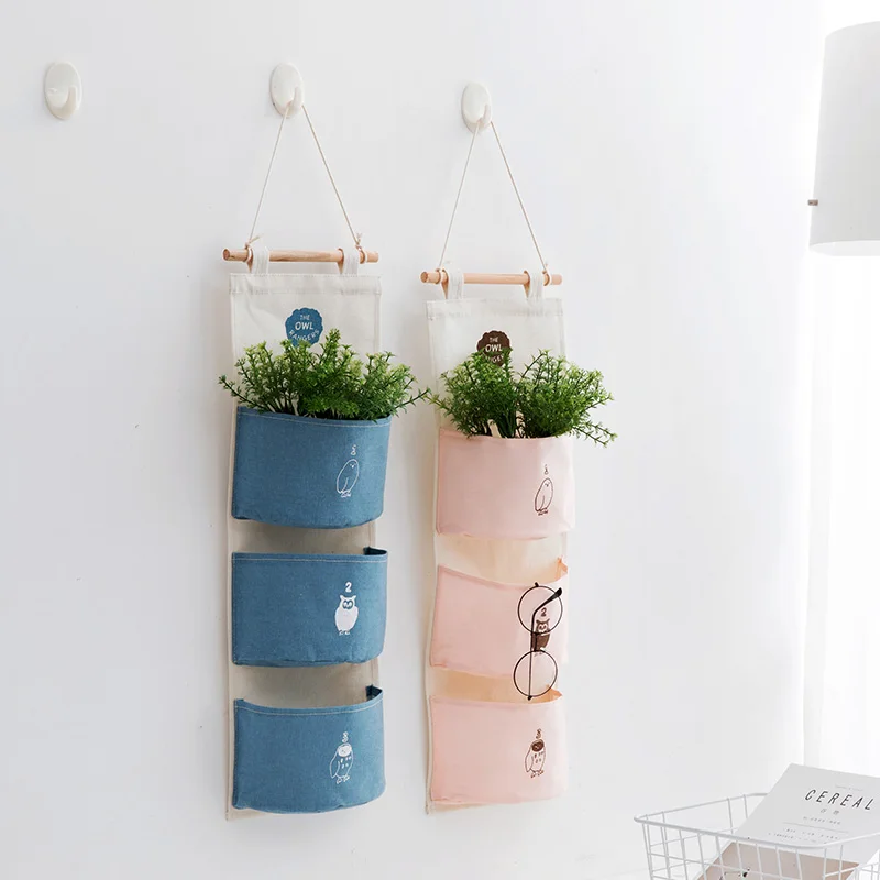 Печатная тканевая сумка для хранения с множеством карманов общежития настенные