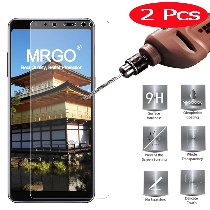 2 шт MRGO закаленное стекло для samsung Galaxy A8 2018 Защитная пленка экрана телефона Plus