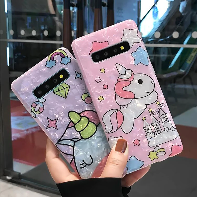 Мягкие чехлы YHBBCASES с мультяшным милым единорогом для Samsung Note 10 Plus 8 9 Galaxy S10 5G S8 S9