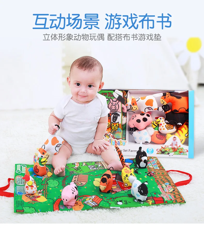 JOLLYBABY детский игрушки для младенцев 3D тканевая книга Обучающие Игрушки для раннего развития с хвостами животных английская история развивающие книги