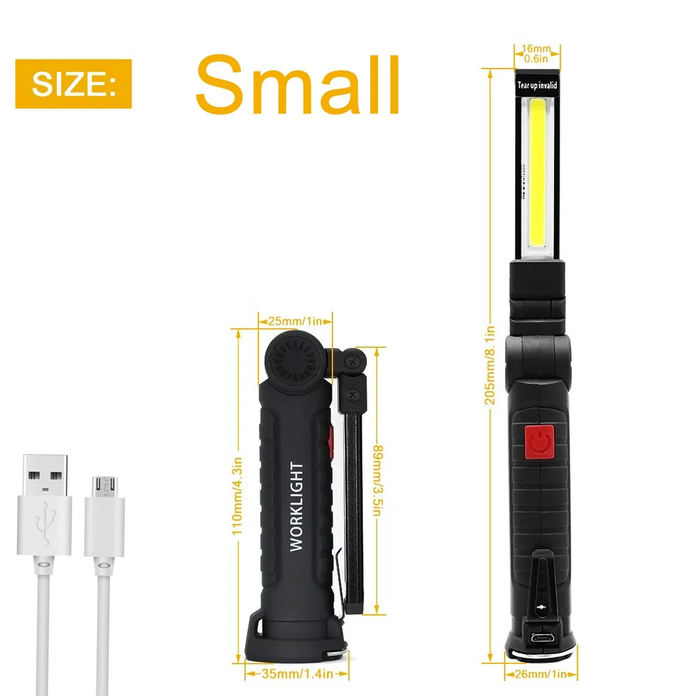 Zk20 дропшиппинг USB Перезаряжаемый светодиодный светильник-вспышка COB портативный Рабочий походный дорожный светильник с магнитным крюком инспекционная лампа фонарь - Испускаемый цвет: Small Size