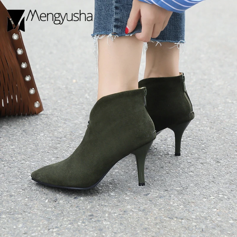 Сексуальная v открытый дизайн короткие бархатные Ботинки женские зимние