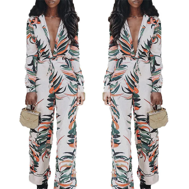 Модные осенние Для женщин глубокий v образным вырезом Playsuit Клубная одежда Bodycon с
