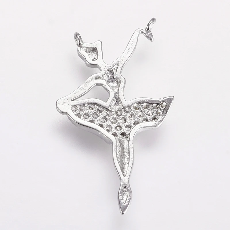 

20pcs Brass Micro Pave Cubic Zirconia Pendants Dancing Girl For DIY Jewelry Finding Making Necklaces Mixed Color 24.5x15x2mm