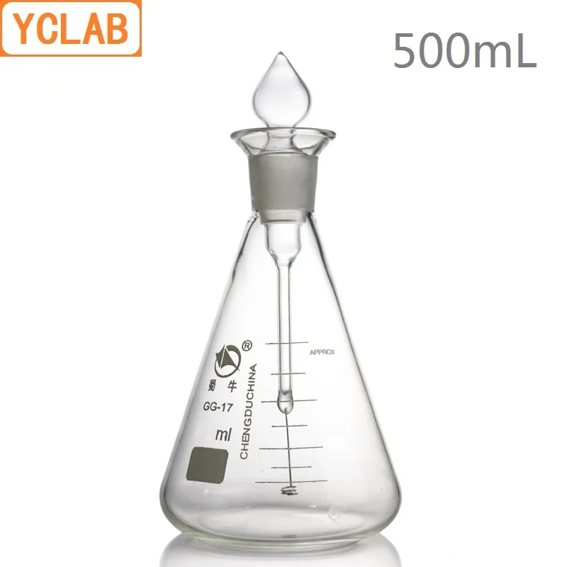 YCLAB 500 ml di Ossigeno di Combustione Boccetta di Vetro Borosilicato 3.3 con 0.7*100mm Platino Oro Filo Beuta Conica Triangolo