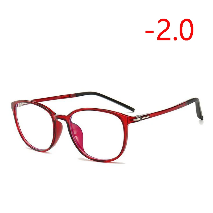 Myopia 200 1,56 асферические линзы овальные очки для близорукости с градусом Ретро ультра-светильник TR90 студенческие очки для близорукости 0~-4,0 - Цвет оправы: Myopia 200