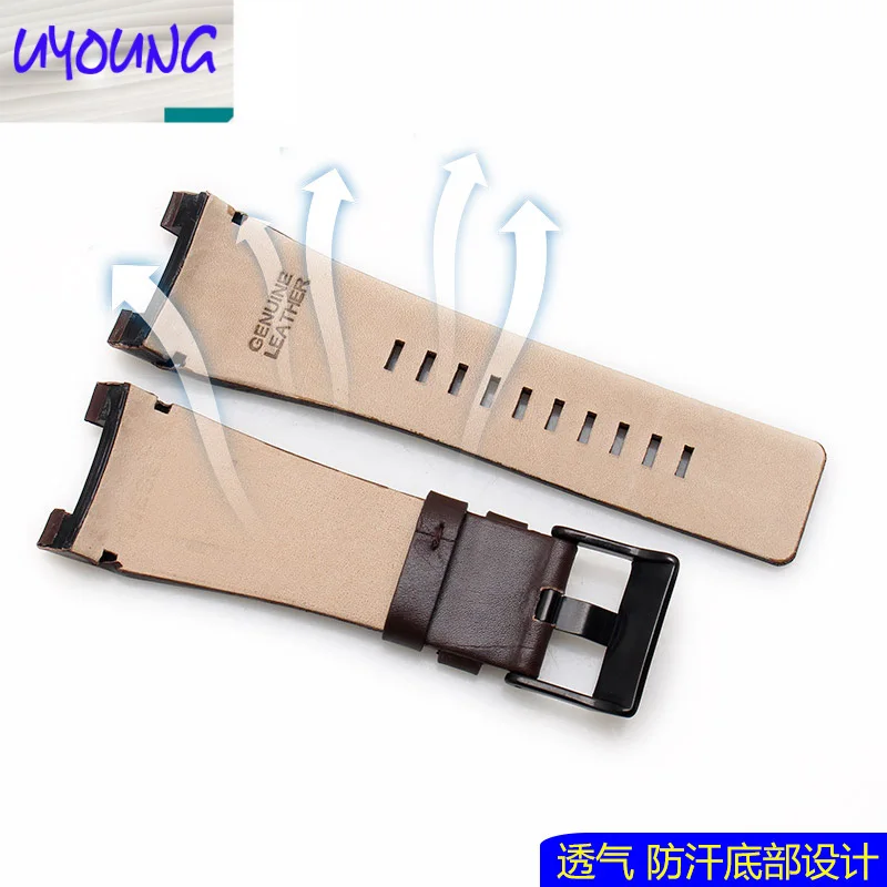 

UYONG Leather strap fit DS leather DZ1216 | 1273 | 4246 notch 32mm black brown