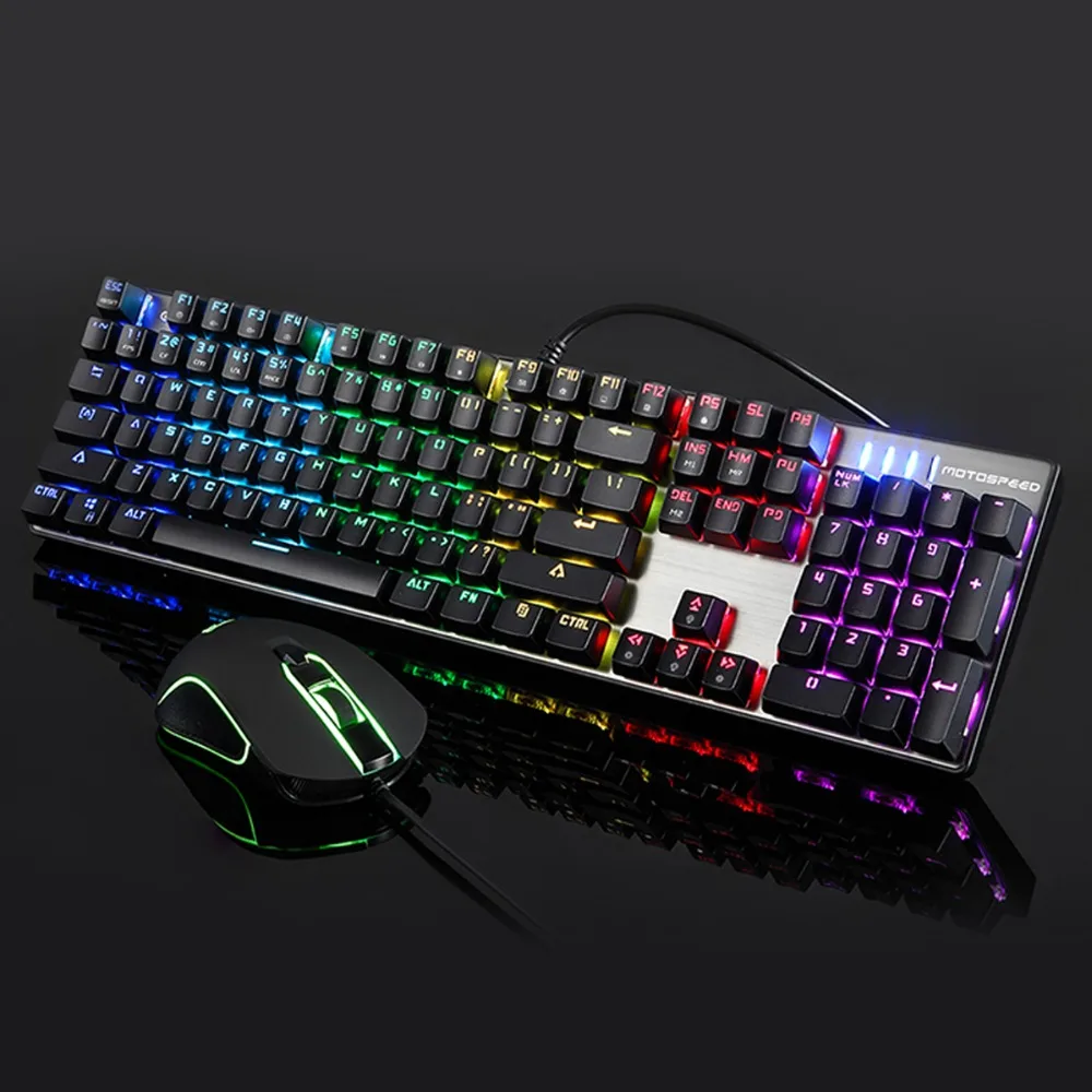 Motospeed CK888 Профессиональная USB игровая механическая клавиатура RGB светодиодный подсветка клавиатура+ Регулируемая dpi игровая мышь для геймера