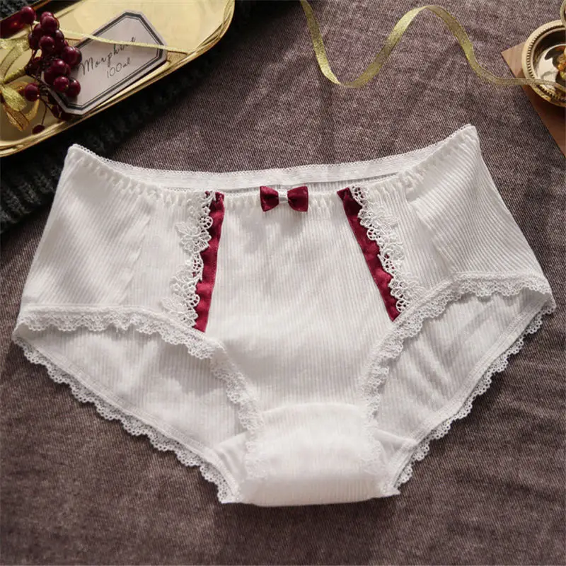 Женские трусики каваи хлопковые с бантиком в японском стиле AD0541 лето 2018|Женские