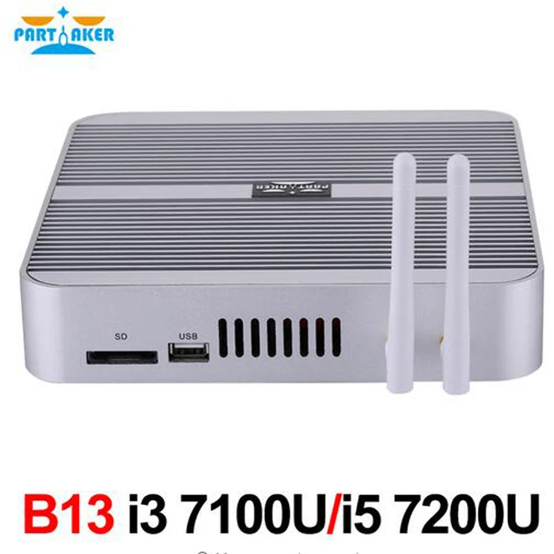 Причастником B13 последний 7th Gen I5 7200U I3 7100U безвентиляторный настольный мини ПК с VGA