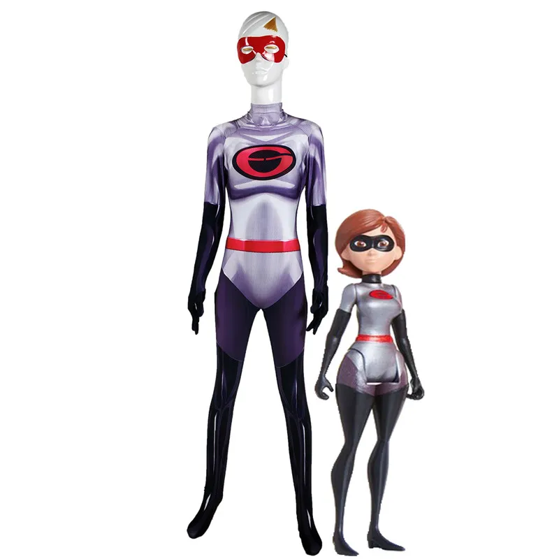 Суперсемейка 2 Хелен Парр эластика Косплэй костюм спандекс зентай для взрослых