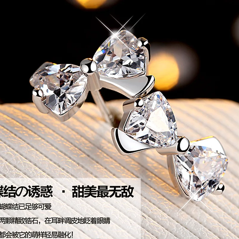 SAISEE белый золотистого цвета прозрачный кубический цирконий Бант Серьги гвоздики