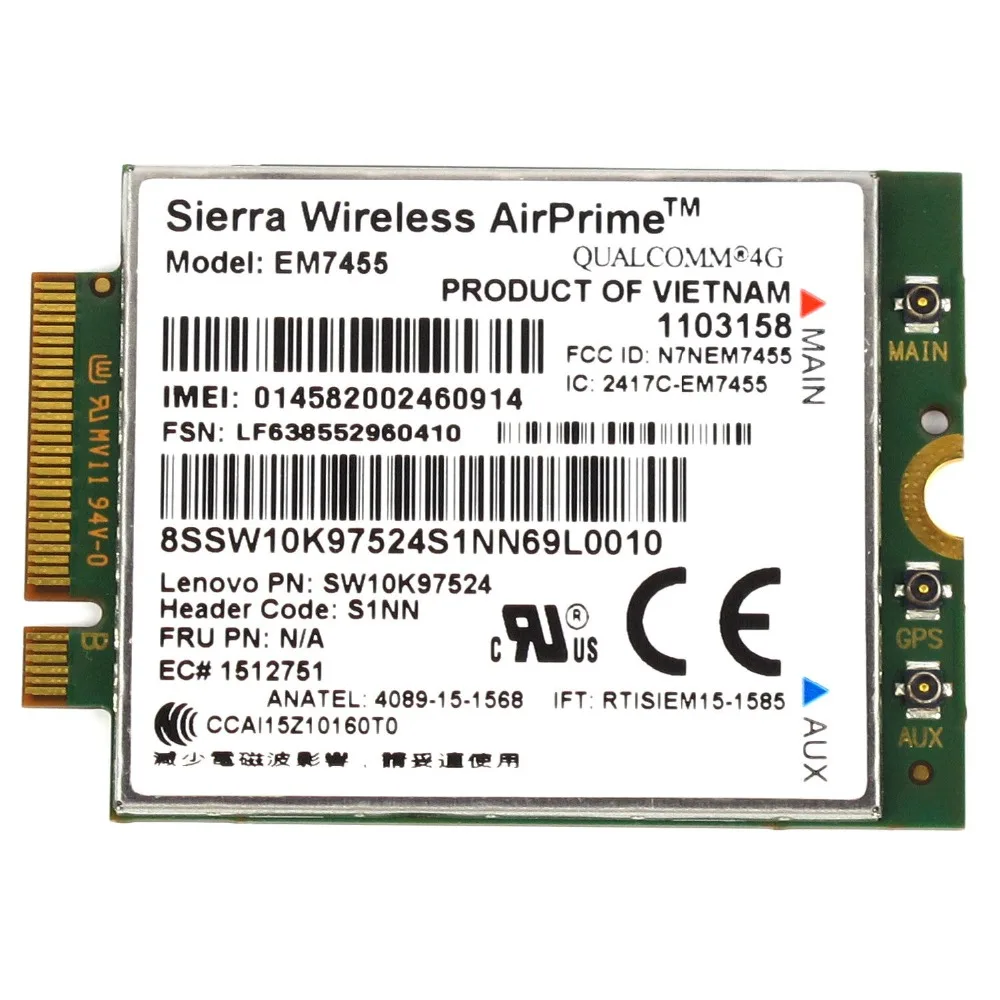 Карта для Lenovo 00JT545 Sierra Беспроводная airprime Gobi6000 EM7455 4G LTE NGFF карта|Сетевые карты| |