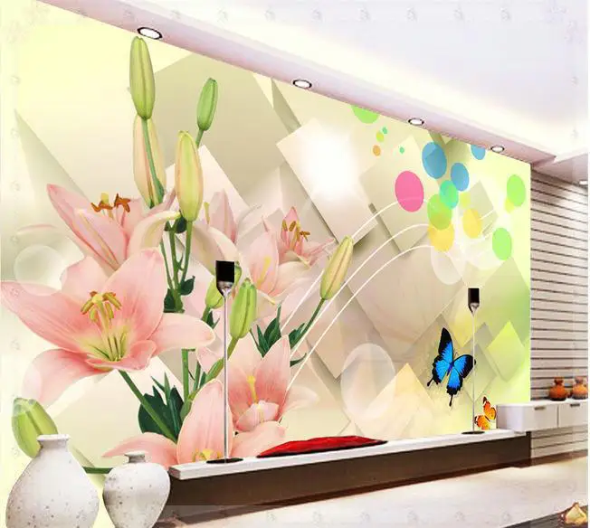 New large wallpaper Custom 3D TV backdrop of bright flowers mural wall paper papel de parede stickers201530 elect | Строительство и