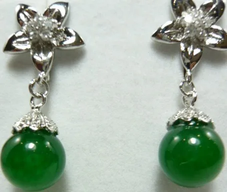 Оптовая продажа красивых зеленых нефритовых посеребренных цветочных висячих