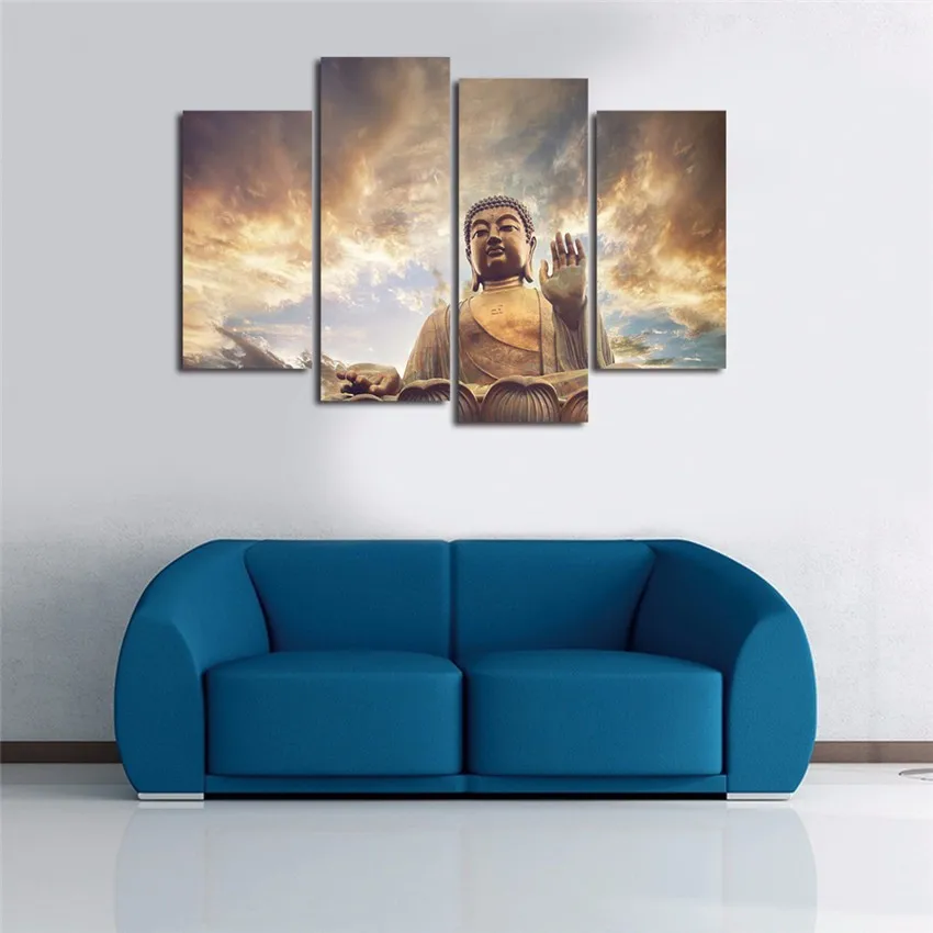 Настенная картина без рамки HD печать Будда современное искусство 4 шт. постер для