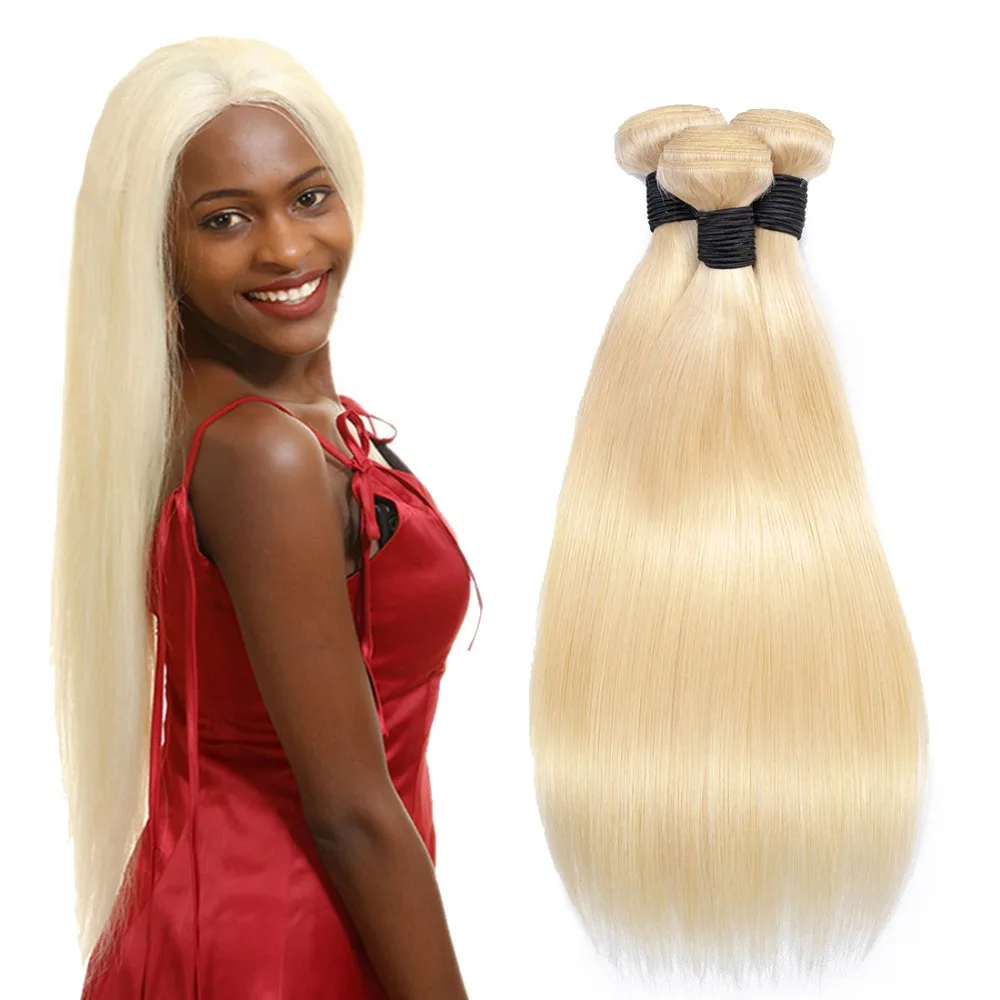 Blonde 613 Brazilian Straight Hair Weave Bundles 1 Pc Human Extensions Non Remy Piaoyi Free Shipping | Шиньоны и парики