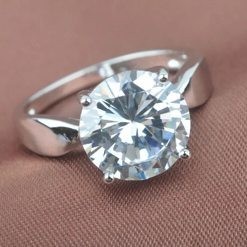 Классический круглый дизайн белый кубический цирконий Для женщин Серебряные