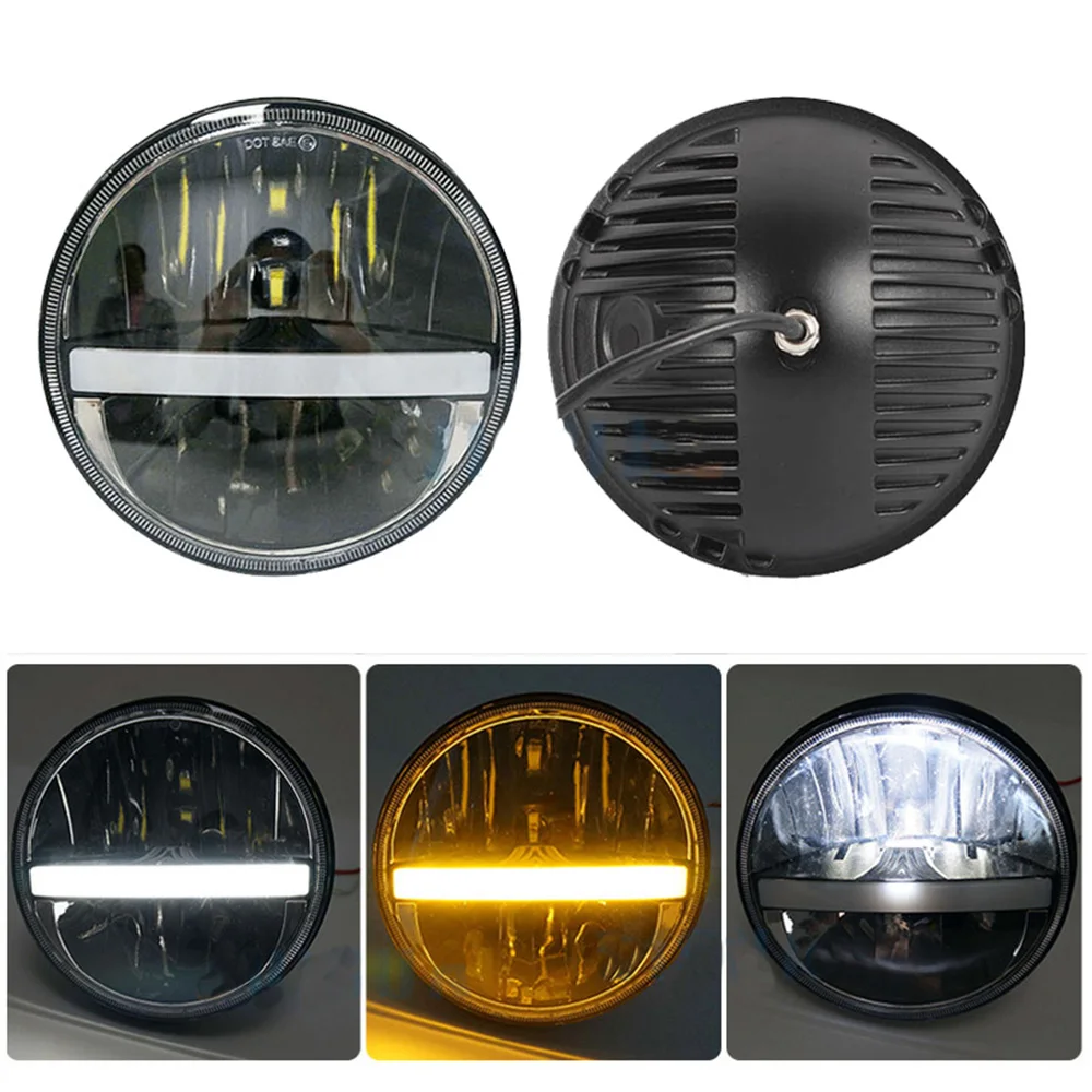 7 дюймовая светодиодная круглая фара супер яркая желтая лампа поворота DRL с