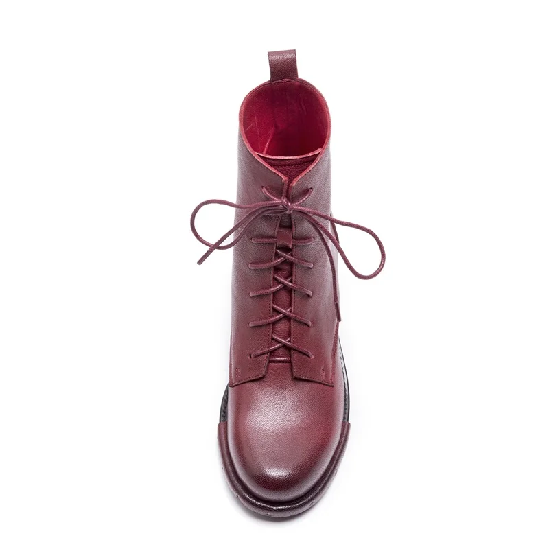 FACNDINLL high qulaity genuine leather women ankle boots shoes fashion autumn winter warm short lace up motorcycle | Обувь