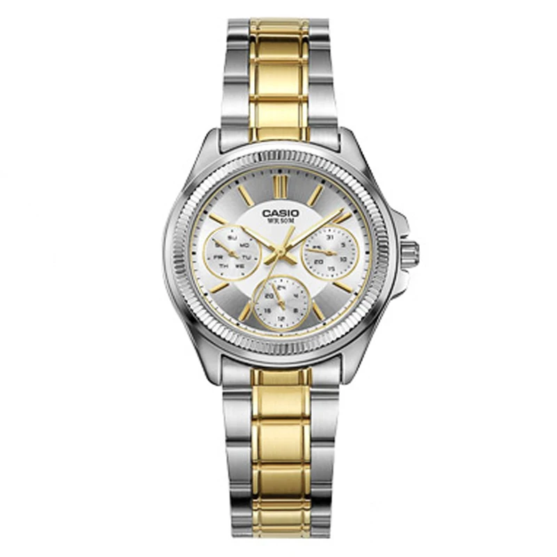 Casio, женские часы, модные, повседневные, аналоговые, с указателем, серия 50 метров, водонепроницаемые, кварцевые часы с золотым ремешком, LTP-2088, Relogio - Цвет: LTP-2088SG-7A